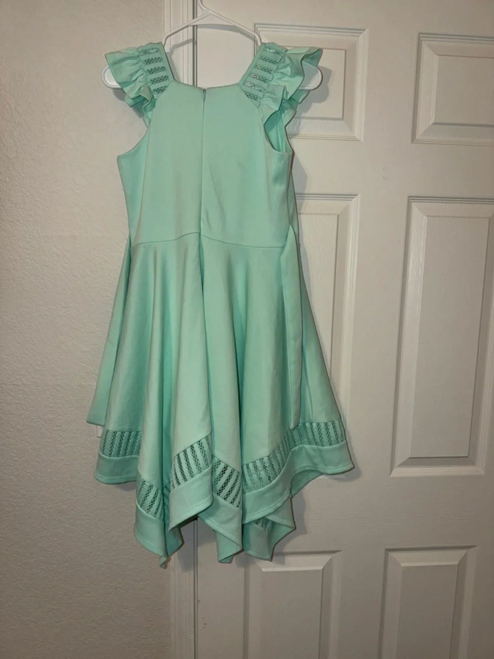 Bonnie Jean Mint Green Handkerchief Hem Girls Dress - Picture 5 of 8